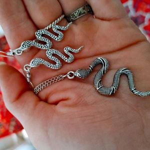 Silver Snake Necklace and Snake Earring Set/Bundle
